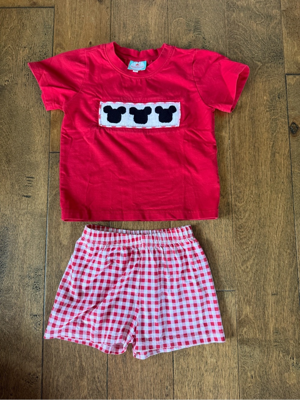 The Smocked Flamingo Hand Smocked Mouse Red Gingham Boys Set
